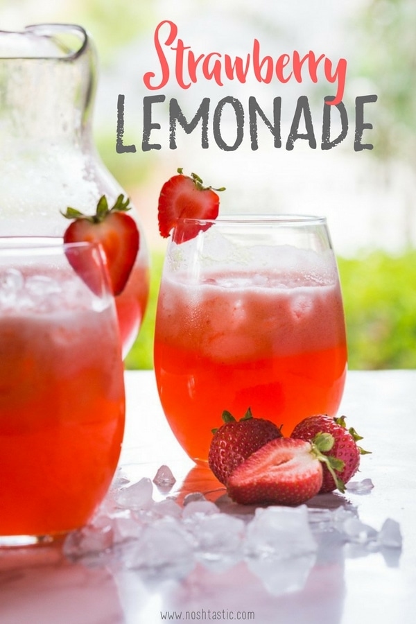 5 Minute Homemade Strawberry Lemonade - Noshtastic