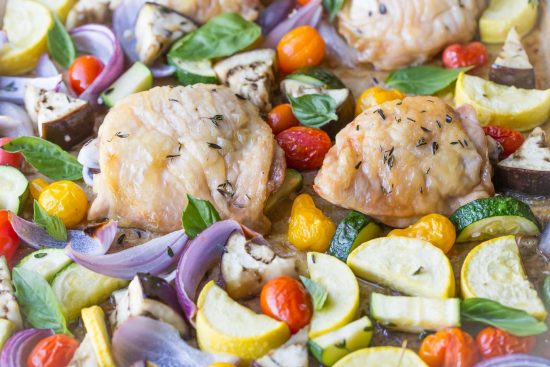 Paleo Chicken Thighs with Oven Roasted Ratatouille!