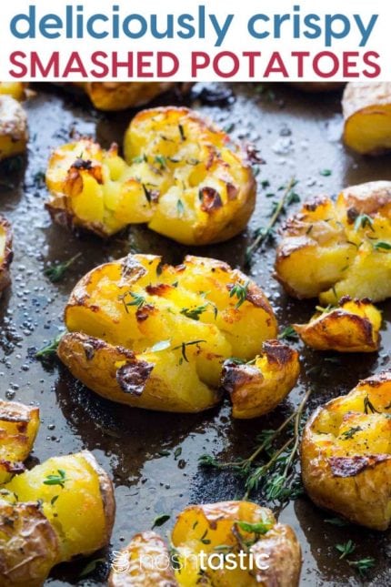 Smashed Potatoes - TRULY crispy!! {with Garlic and Herbs}