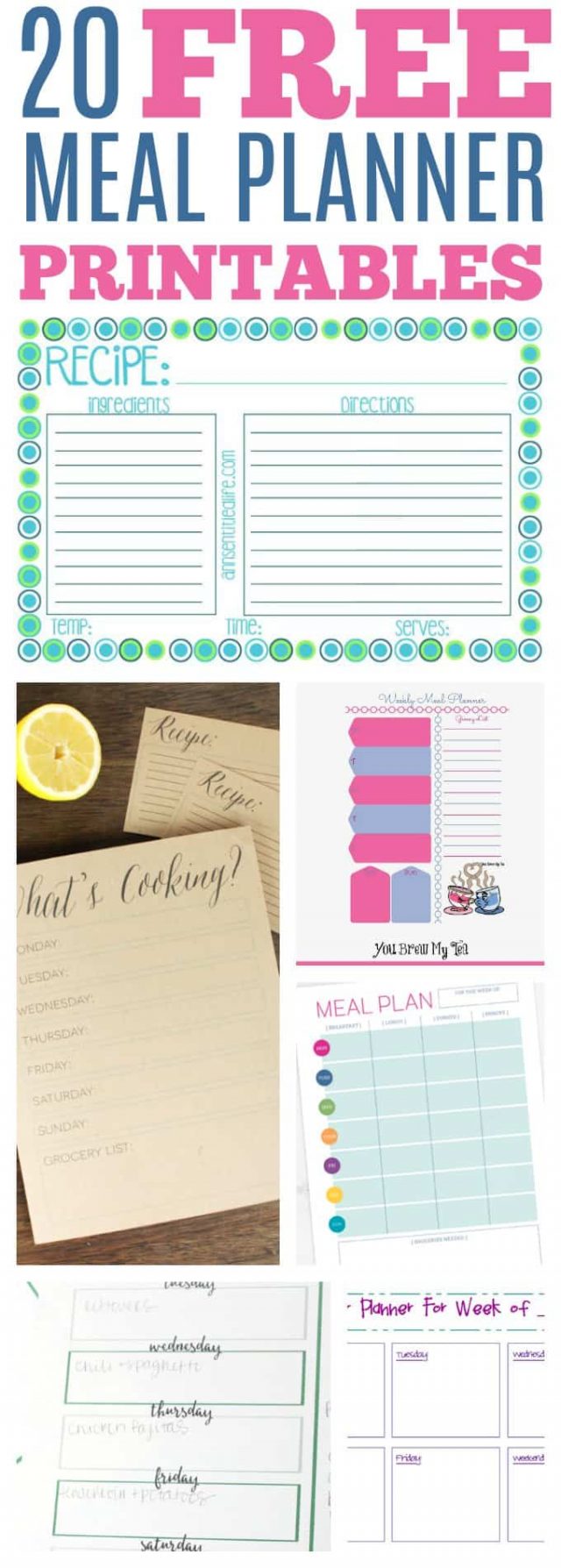 FREE Printable Meal Planner and Grocery Lists