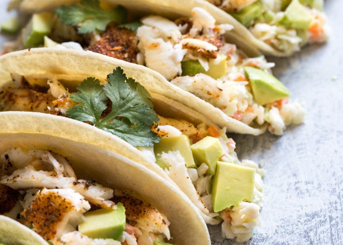 Easy Fish Tacos with Cabbage Coleslaw