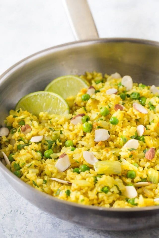 Cauliflower Rice Pilaf with Curry - Noshtastic