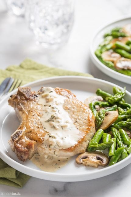 Keto Pork Chops with Creamy Dijon Sauce - (low carb, high fat)