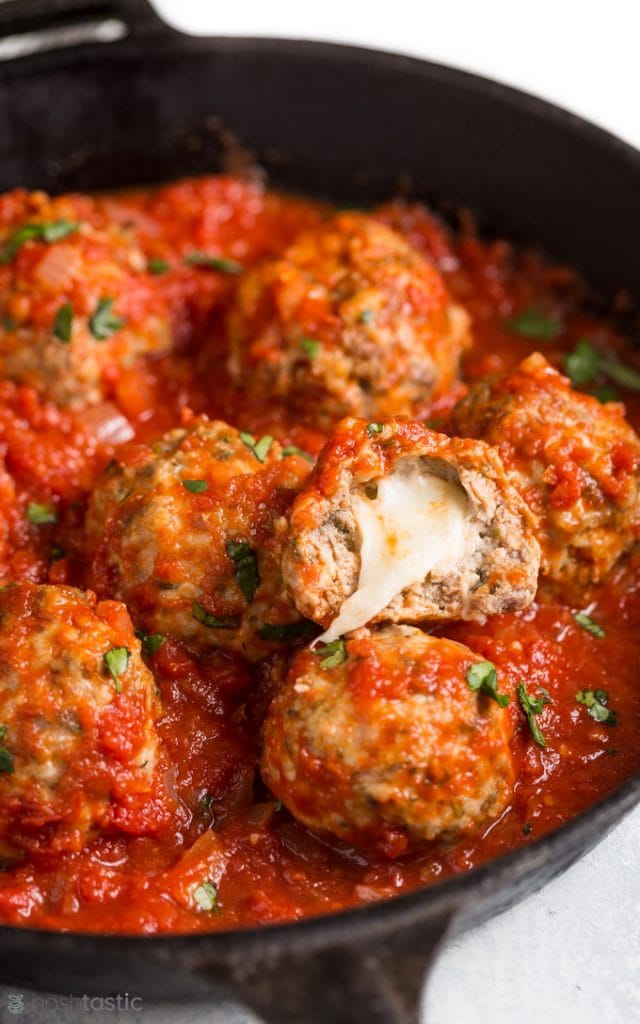 BEST Mozzarella Stuffed Meatballs ( low carb, keto)