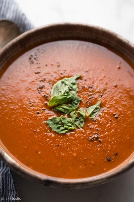 Instant Pot Tomato Basil Soup - quick, easy, healthy!