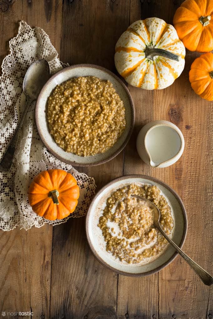 Overnight, Slow Cooker, Pumpkin Pie Steel-Cut Oatmeal